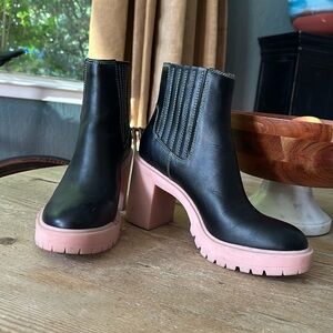 Dolce Vita waterproof black leather booties.
